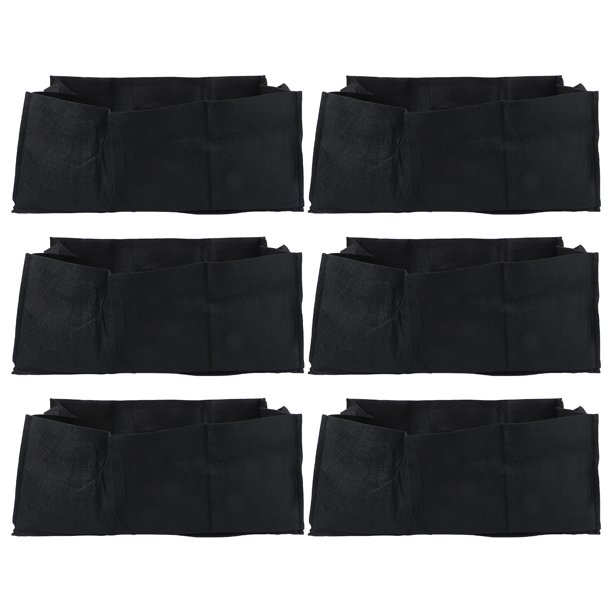 6pcs Bolsa de siembra cuadrada Bolsa de control de raíces Vegetales Planta Bolsa de vivero de flores Galón Plantador de invernadero Herramienta de jardín (Tamaño mediano negro)