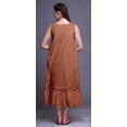 thumbnail image 3 of Bimba Medium Orange3 Feuilles Pois & Feuille Bleue Imprimée Chemises de Nuit en Coton pour Femmes Robe Sans Manches Tenue de Nuit Robe Maxi XX-Grand, 3 of 6