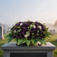 thumbnail image 7 of Roiihwy Memorial Day Decor Artificial Satin Saddle Flower, Tombstone Decoration, Cemetery Grave Memorial Flower, 23.6in Purple, 7 of 7