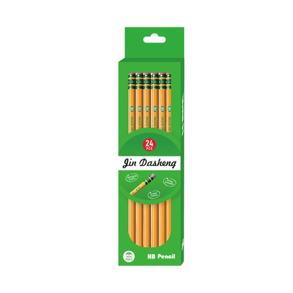 24 Pack Pre-Sharpened #2 Yellow Pencils, Hexagonal Wood Writing Pencils with Eraser, Bulk Pencils for Classroom, Office Essentials, Homeschool, 24 Count