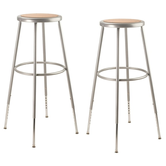 (Pack of 2) NPS 32 -39" Height Adjustable Heavy Duty Steel Stool, Grey