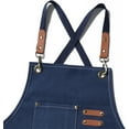 thumbnail image 2 of Chef Apron Medium-Thick Cotton Canvas,Cross Back with Multiple Pockets Adjustable Work Apron for Men and Women (Darkblue), 2 of 11