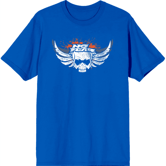 No Fear Skull With Wings Logo Adult Royal Blue Crew Neck Short Sleeve Tee-XL