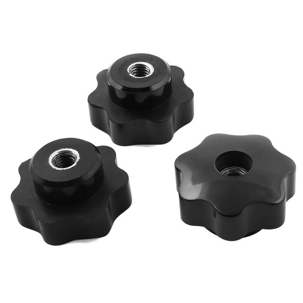 M7 Female Thread Through Hole Star Head Screw Clamping Knob Grip Black