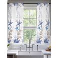 thumbnail image 2 of Coastal Starfish Sheer Curtains 72 Inch Length 2 Panels Set, Semi Transparent Voile Rod Pocket Curtains for Living Dining Room Bedroom Drapes Nautical Coral Ship Anchor Rudder, 2 of 6