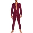 thumbnail image 1 of Grenouillère pour Hommes Pyjama à Manches Longues une Pièce Boutonnée Combinaison de Nuit, 1 of 5