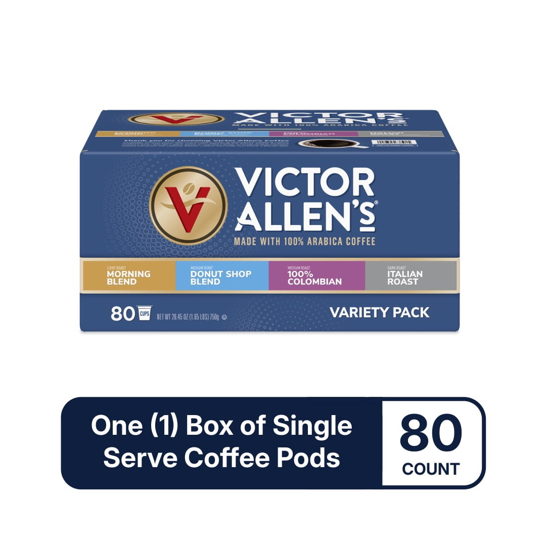 Victor Allen's Coffee Variety Pack, Light-Dark Roasts, 80 Count, Single Serve Coffee Pods for Keurig K-Cup Brewers