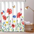 thumbnail image 2 of JOOCAR Floral Shower Curtains for Bathroom with 12 Hooks Washable Polyester Fabric 72"x72" inch, 2 of 7