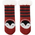 thumbnail image 2 of Zando Kids Girls Boys Slipper Socks Christmas Warm Fleece Fuzzy Socks Non-Skid Children Animal Thick Grip Fluffy Socks Red Penguin XL, 2 of 6