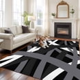 thumbnail image 2 of 8'x10' Area Rugs, Gray Black Geometric Indoor Outdoor Area Rug for Living Room Bedroom, Modern Art Abstract Grey Line Washable Bathroom Rugs Kitchen Floor Carpet Mats Home Decor Aesthetic, 2 of 8