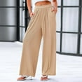 thumbnail image 2 of Xmyrz High Waisted Pants Women Elastic Waist Straight Leg Suitable Loose Pocket Weekend Leisure Lounge Trousers Casual Trouser, 2 of 5