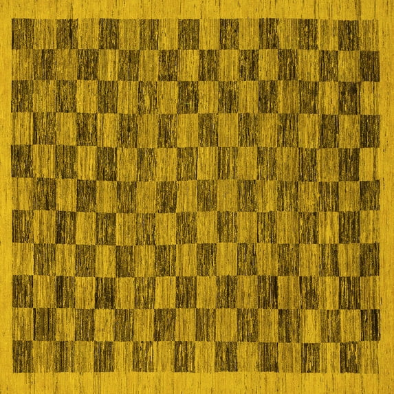 Ahgly Company Machine Washable Indoor Square Abstract Yellow Modern Area Rugs, 7' Square