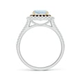 thumbnail image 2 of Angara Natural 0.88 Ct. Aquamarine with Blue Sapphire Halo Ring in 14K White & Yellow Gold for Women (Ring Size: 3), 2 of 9