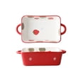 thumbnail image 1 of Cute Strawberry Ceramic Baking Plate Salad Plate Dinner Plate Baking Baked Rice Plate Fruit Snack Plate, 1 of 4