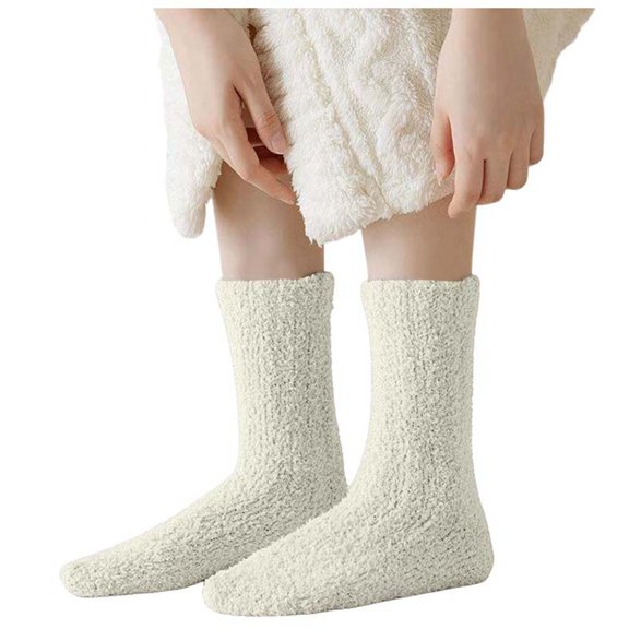 Likimi Fuzzy Fleece Socks For Men And Women Solid Color Winter Warm Fashionable Sleeping Socks Size One Size