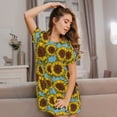 thumbnail image 6 of Salouo Daisies Flowers Print Short Sleeve Sleepshirt for Womens Comfy Nightgown Scoopneck Cute Nightdress Ruffle -Medium, 6 of 7