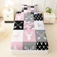 thumbnail image 3 of Castle Fairy Rustic Vintage Camo Deer Twin Sheets 3pcs,Geometric Plaid Bedding,Pink Gray White,1 Fitted Sheet, 1 Flat Sheet and 1 Pillowcase, 3 of 6