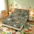 thumbnail image 2 of Manfei Funny Bear Rabbit King Sheets, Zoo Animal Print Bedding, Tan Sage, 4pcs, 1 Flat Sheet, 1 Fitted Sheet and 2 Pillowcases, 2 of 6
