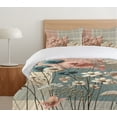 thumbnail image 4 of Ambesonne Flowers Duvet Cover Set, Spring Chamomiles Modern, King, Blush Grey Teal Beige, 4 of 4