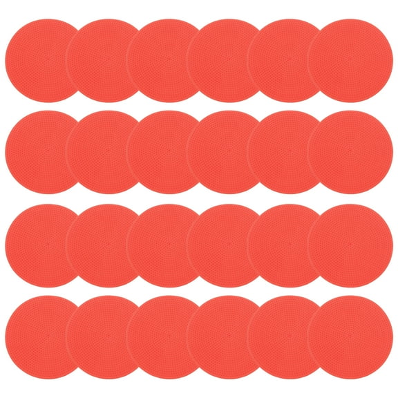 Uxcell 4 Inch Poly Spot Markers, 24Pcs Non Slip Rubber Floor Dots with Storage Bag Flat Agility Cones for Sports Training, Red