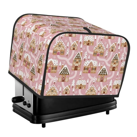 Zufioo Gingerbread Houses Pink Wonderland Universal Four Slice Toaster Cover,Quilted Toaster Appliance Dust-proof Cover For Kitchen Small Appliance(Cover only)