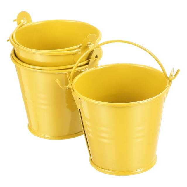 Cubos metálicos pequeños de 2"x2" Coloridos Cubos Lindos de Caramelo Pequeños Cubos Decorativos con Mangos Amarillos 3 Paquete