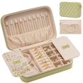 thumbnail image 1 of Caja Portable para Joyas, Bolsa Multifuncional de Joyería Estuche Joyero Organizador con Espejo para Anillos Aretes Collares Pendientes -M,Verde, 1 of 8