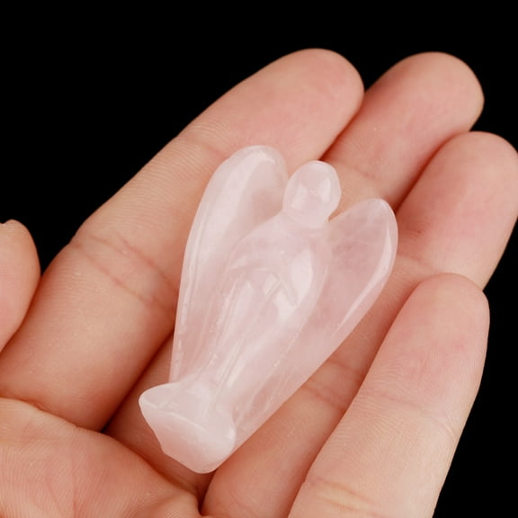 Fugacal Pink Stone, Rose Quartz Stone,Rose Quartz Carved Angel-shaped Decor Pink Crystal Healing Stone Gemstone Decoration