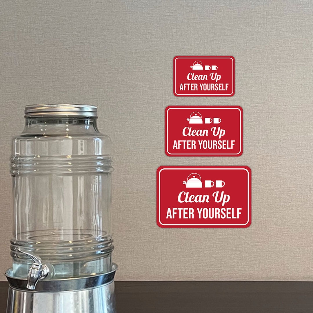 Classic Framed Plus Clean Up After Yourself Wall or Door Sign | Shared Kitchen Cleanliness and Hygiene - Medium