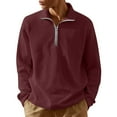 thumbnail image 2 of Zimjoy Mens Quarter Zipper Pullover Casual Long Sleeve 1/4 Zip Fleece Pullover Mens Lightweight Mock Neck Fall 1/4 Zipper Sweater Men Texture Waffle Sweatshirt, Deep Red 2XL, 2 of 4