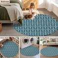 thumbnail image 5 of Round Rug 7Ft Washable Non-Slip, Geometric Circle Area Rugs for Living Room Bedroom, Modern Abstract Lines Texture Teal Indoor Floor Mats Carpet Runner for Home Decor Aesthetic, 5 of 8