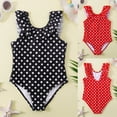thumbnail image 2 of CHENge Girls Swimsuit Size 6 Casual Polka Dot Breathable Upf 50+ Adjustable Straps Padded High Waisted Girls Swimwear 9-16y, 2 of 8