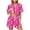 *Hot Pink, variant on Women's Printed Notch Collar Short Sleeve Top and Shorts Pajama Set with Pockets ,Casual Loungewear Sleepwear Orange,Women's Plus XXL