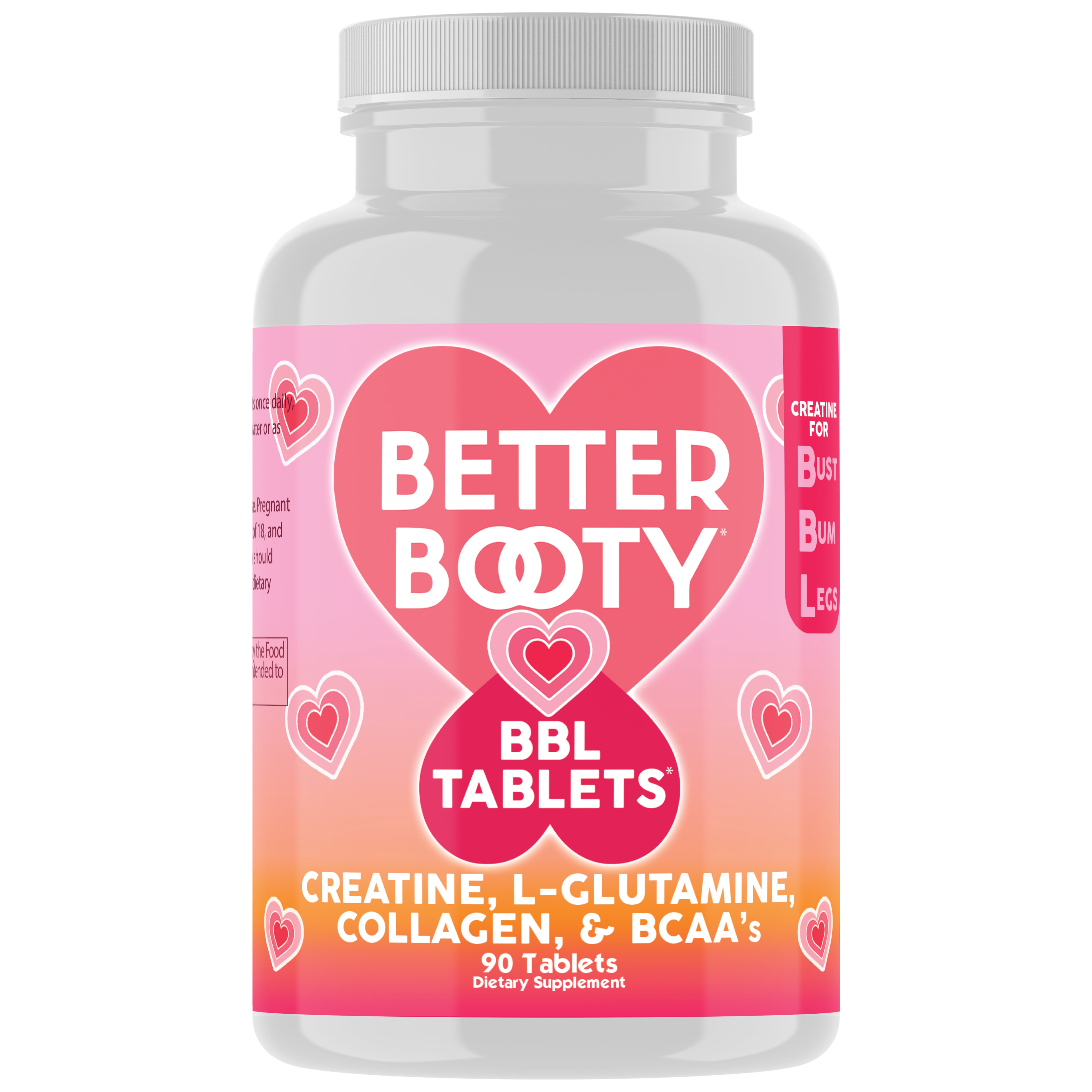 Better Booty Creatine Complex Tablets for Women, Premium Creatina Monohydrate, Glute Builder Supplement, 90ct (2-Pack)