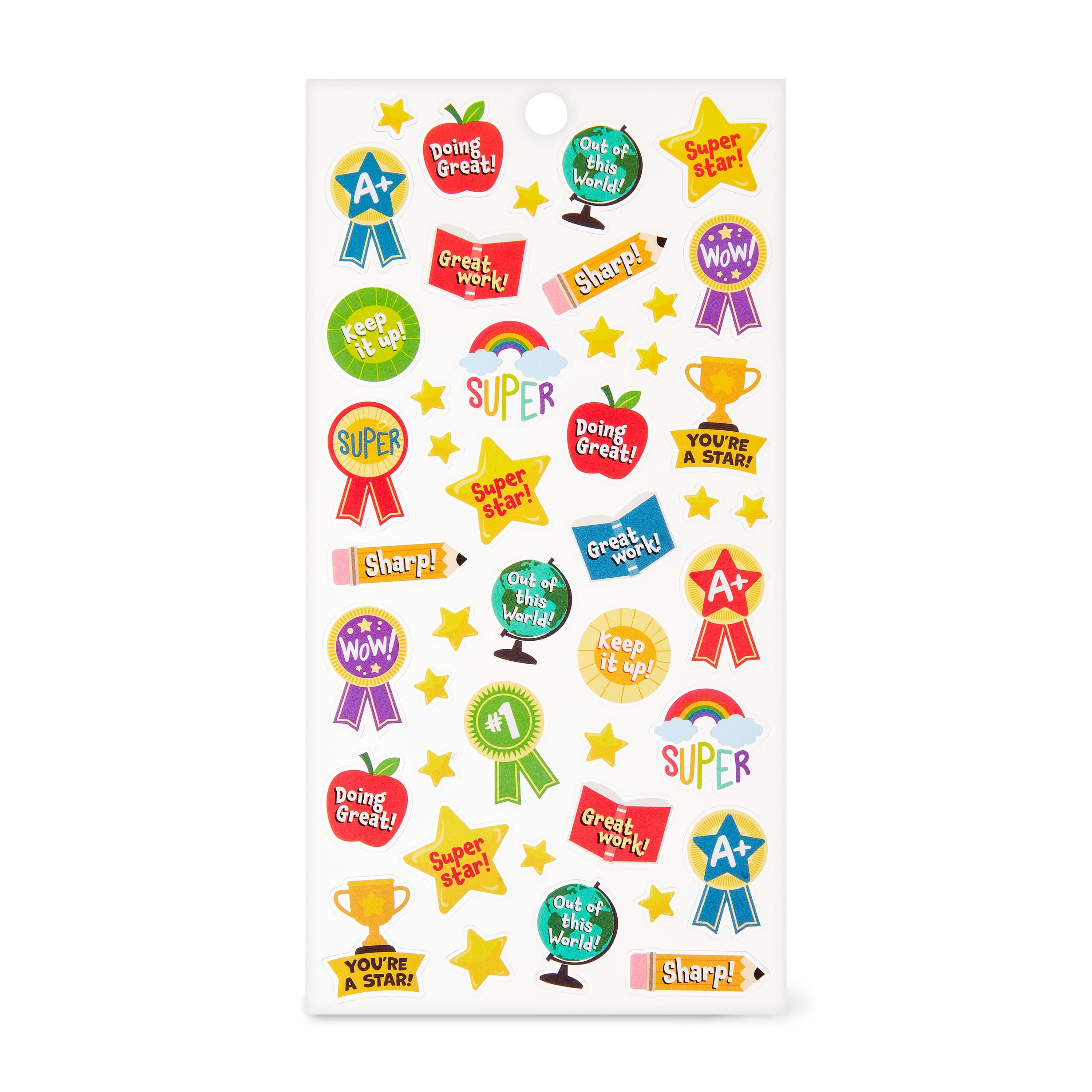 Hello Hobby Teacher Reward Themed Stickers, Multicolor, School Icons, 44 Count