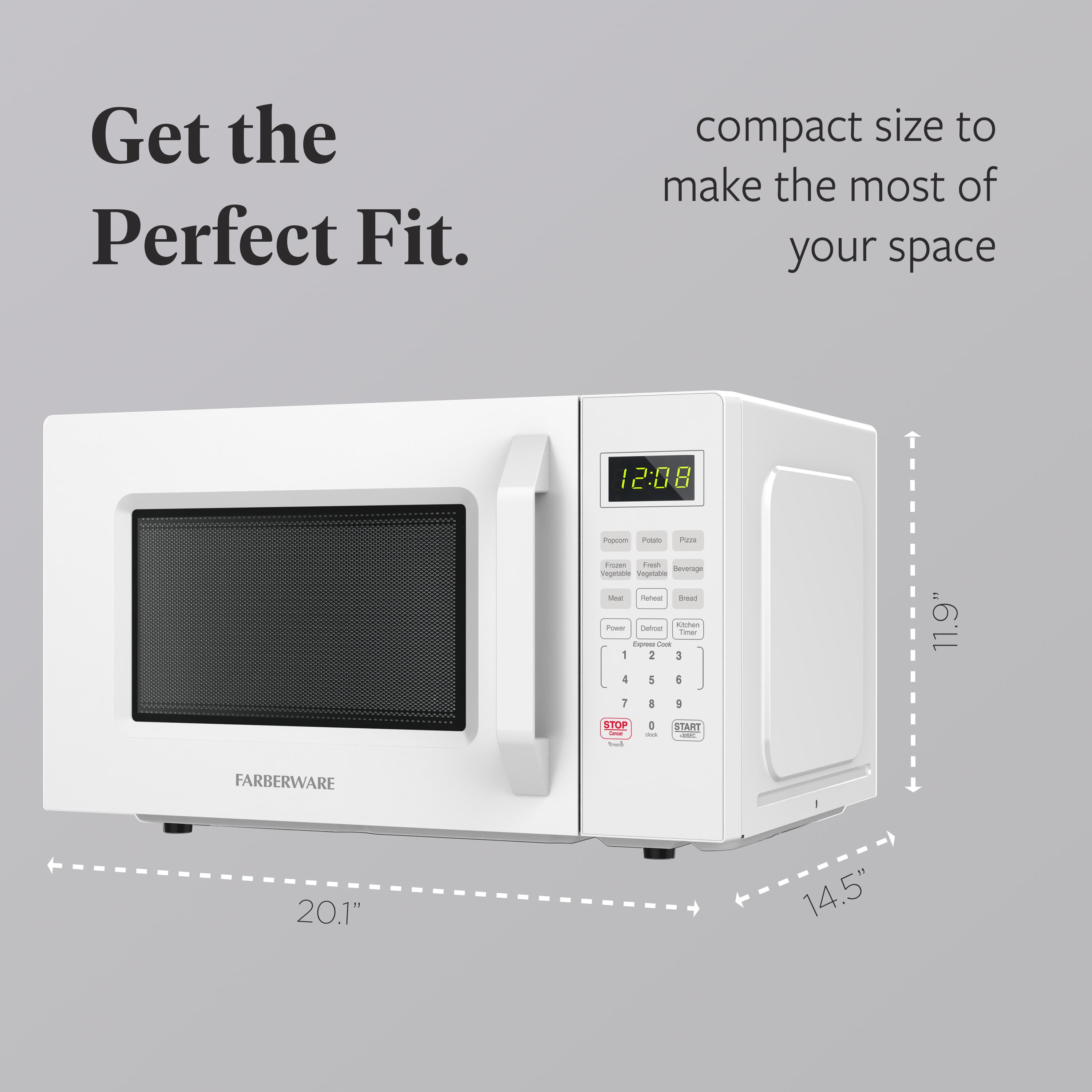 Farberware 1.1 cu ft Microwave Oven,1000W Countertop Microwave Oven with Auto Cook Menu, White