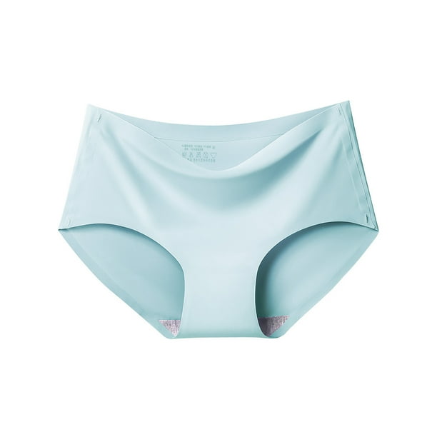 MAWCLOS Ladies Underwear Mid Waist Thongs Solid Color Panties Comfy Working  Seamless Lingerie Light blue XL 