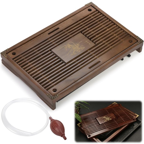 Bandeja de té Eorbow de madera de 43 cm para gongfu con depósito de agua