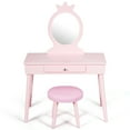 thumbnail image 5 of Topbuy Kids Princess Vanity Table Set w/ Chair Crown Mirror Pink, 5 of 7