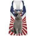 thumbnail image 1 of 4th Of July Meowica America Patriot Cat All Over Womens Work Out Tank Top, 1 of 2