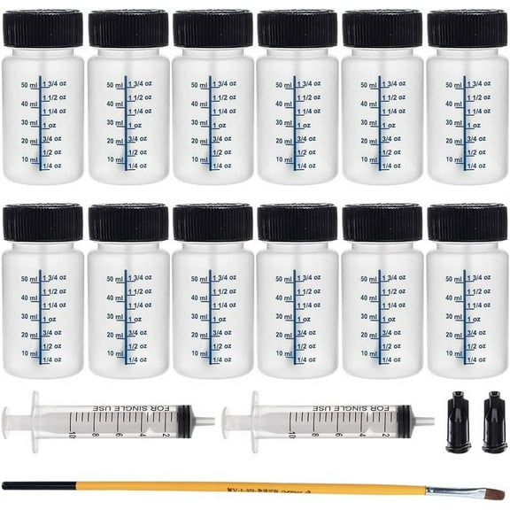 DIY Kit Plastic Bottles with Plastic Syringe Barrel Tip Caps and Dispensing Syringe(without needle) White 287x6.5mm