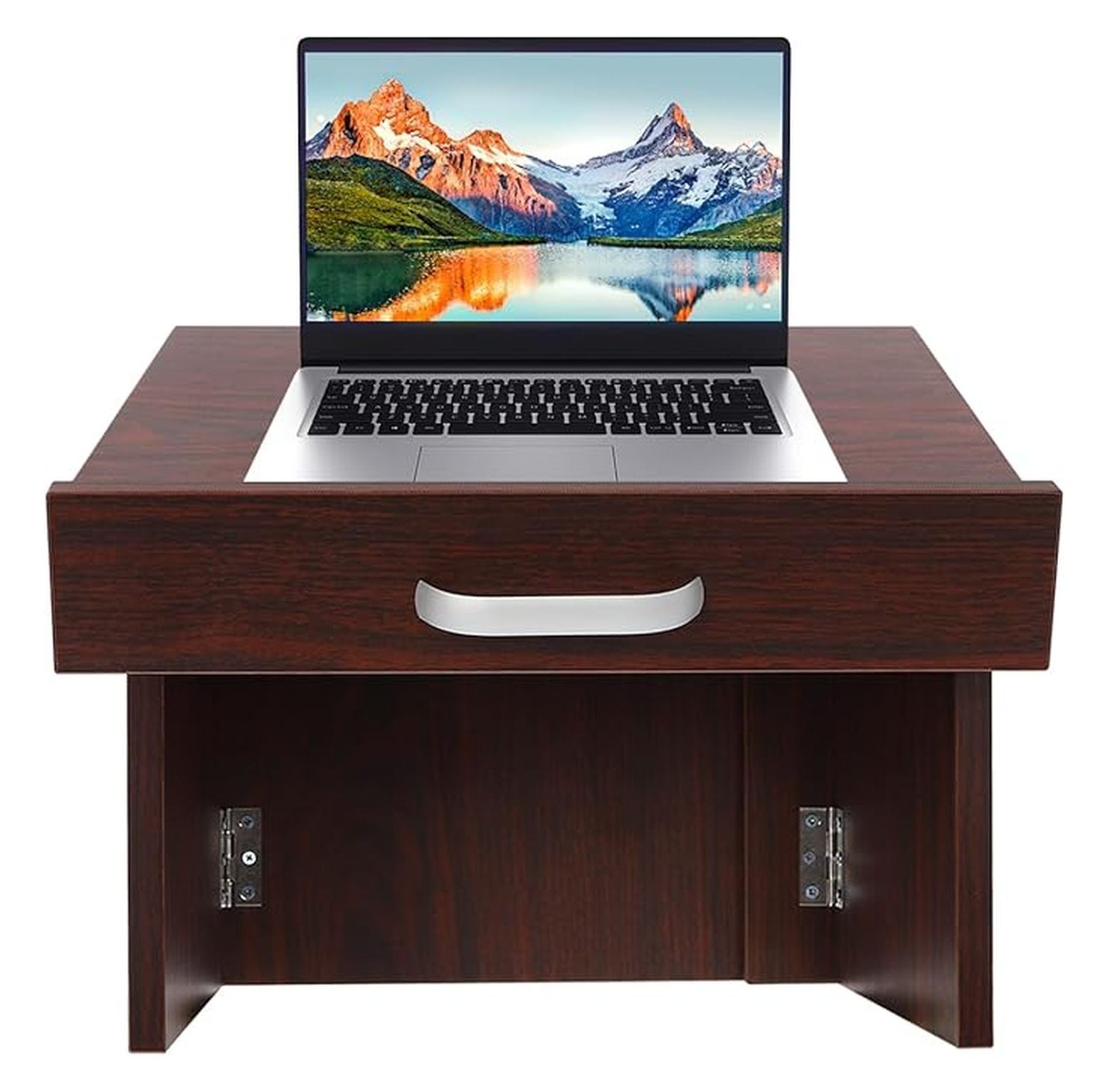 Lectern Foldable Podium Desktop Lectern Podium Stand Portable Presentation Podium Desk Teacher Speaker Lecture Classroom Presentation Stand (Brown)