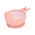 thumbnail image 3 of Cuenco de silicona para niños pequeños, antideslizante, con ventosa, multifunción, sin BPA, apto para microondas, color rosa y blanco, 3 of 14