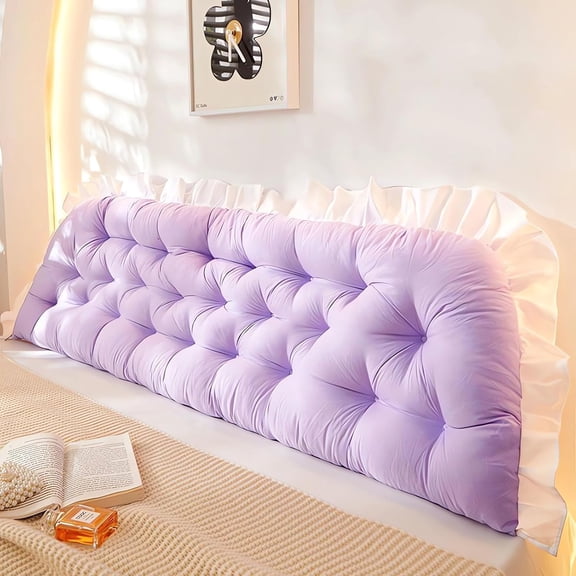 College Dorm Bed Bolster Pillow Long Reading Rectangular Headboard Pillow Backrest Support Cushion for Sitting in Bed Daybed Pillows Soft,Purple,Twin/90 * 50cm