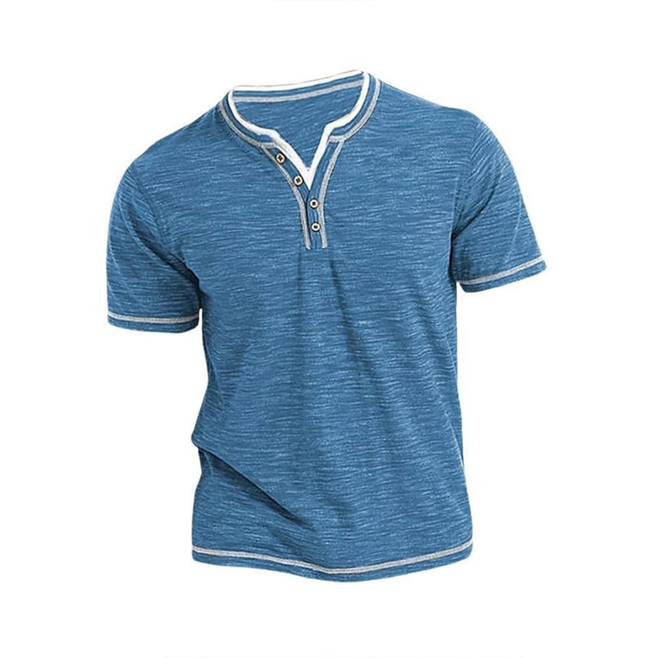 【SATIIIZ】End Henry Neck Short Sleeve T-Shirt Men Cotton T-shirt Henry Neck High Elastic Fashion Slim Fit