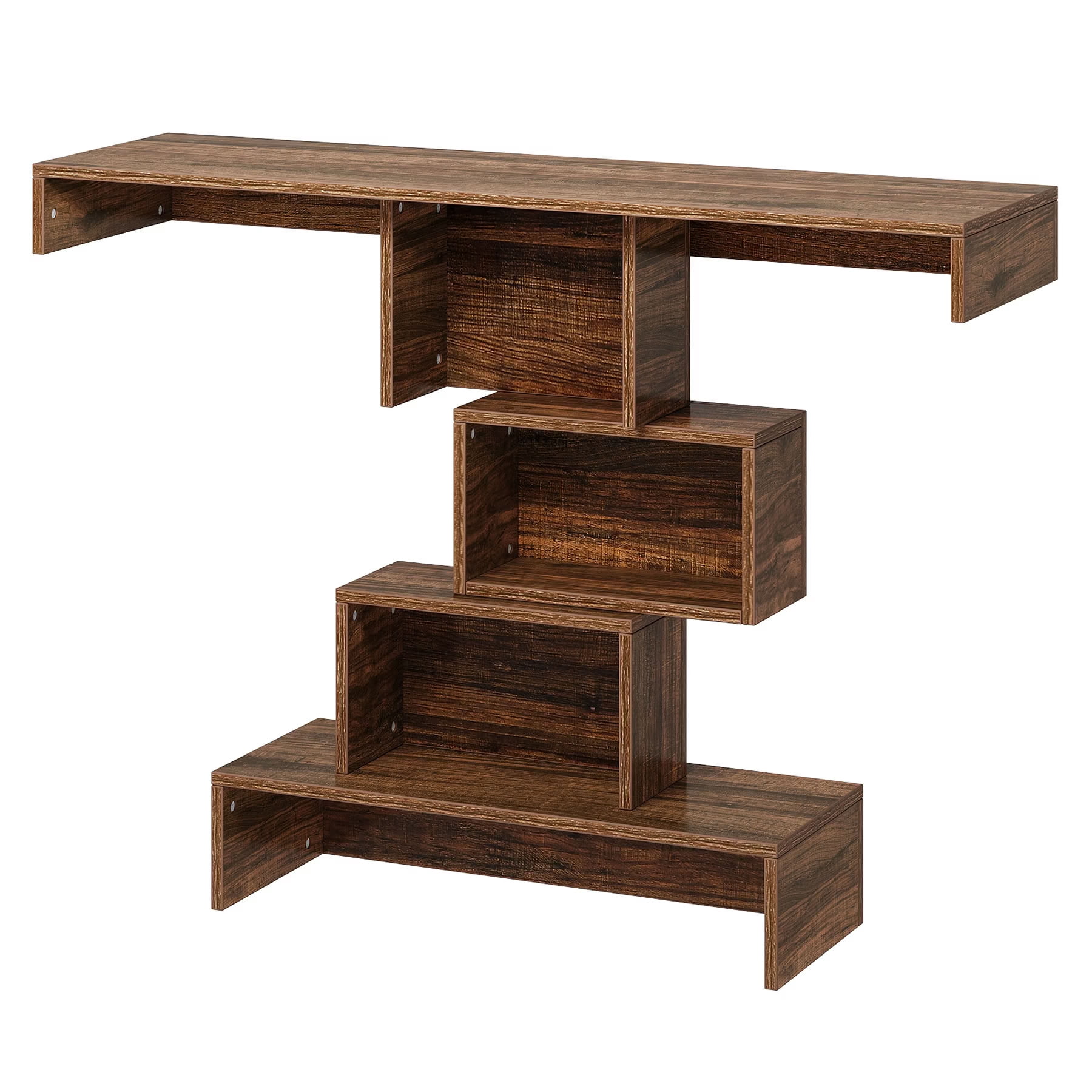 MAYEERTY 42.5" Farmhouse Console Table, Rustic Wood Sofa Table with Unique Geometric Base, Modern Accent Entryway Table for Living Room, Hallway
