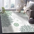thumbnail image 5 of Area Rugs Indoor Non-Slip Rectangle Rug 2x3 Ft Summer Green Grey Crab Coral Seashell Nautical Coastal Rug Rubber Backing Floor Mats Non Shedding Home Decor Carpet for Entryway Living Room, 5 of 8