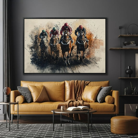 Jockeys Wall Art, Horse Race Print, Man Cave Wall Decor, Equestrian Artwork, Equine Sports Poster, Ready to Hang Gift, Size 8x12 UNFFRAMED F03.1.8l2894