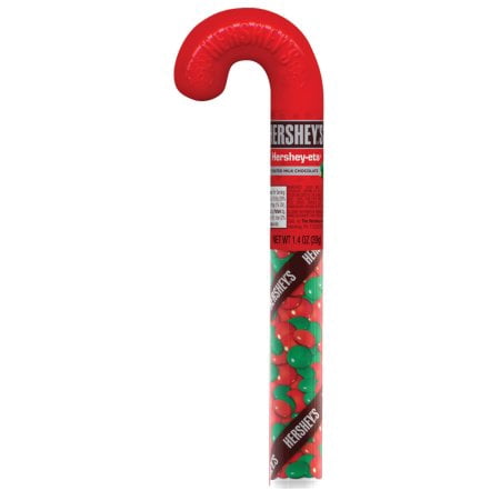 (2 Pack) Hershey's Hershey-ets, Holiday Candy Filled Cane, 1.4