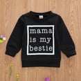 thumbnail image 5 of Franhais Kids Baby Letter Printing Pullover, Ribbed Closing Classic Round Neck Top Cloth, Autumn Spring Black White Sweatshirt, 5 of 6
